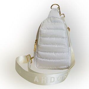 Ah-Dorned Eliza Quilted Puffy Sling Bag White NWOT